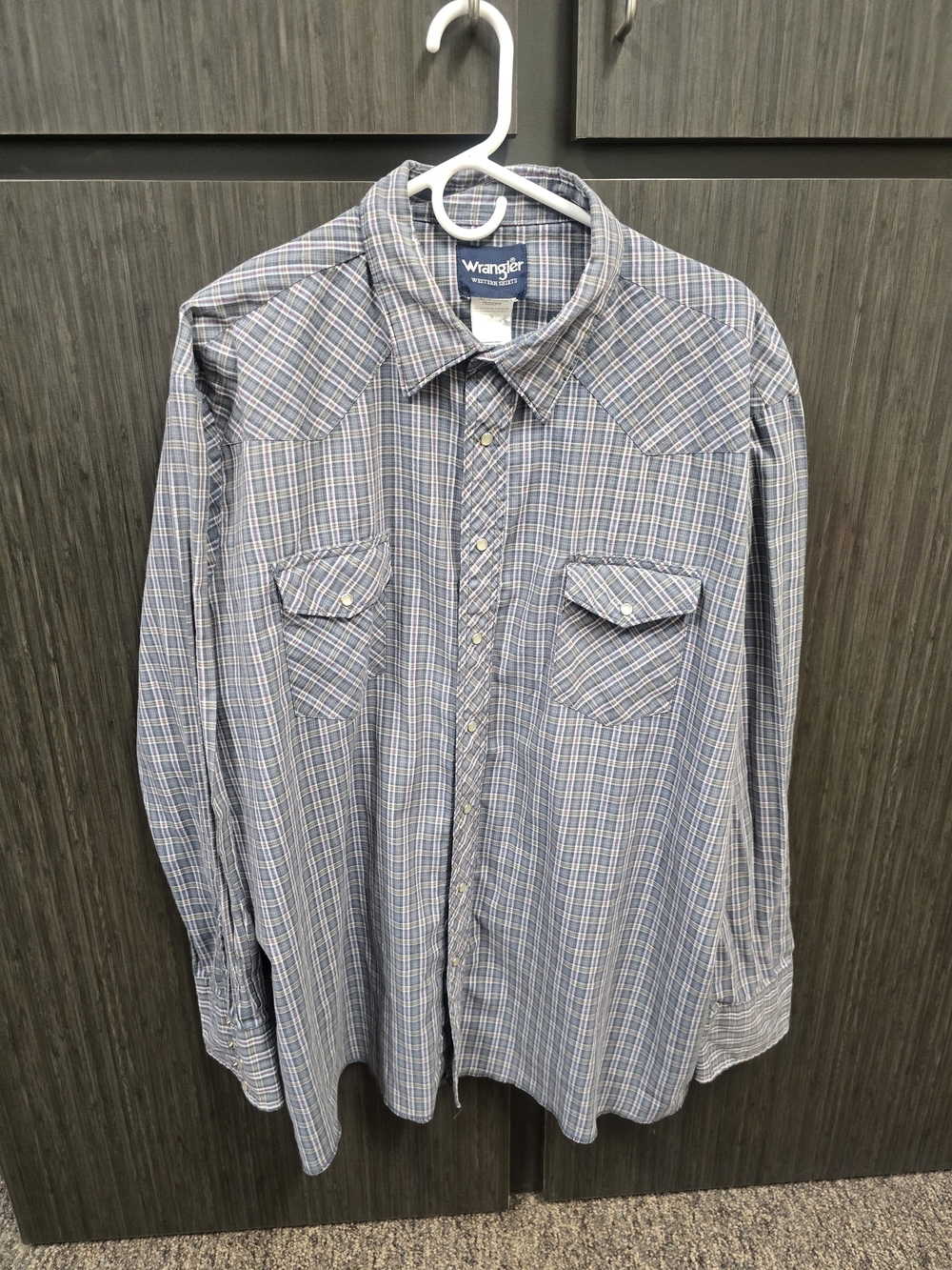 Wrangler Men’s 3XT Tall Western Shirt Blue Plaid Pearl Snap Long Sleeve 75932PP